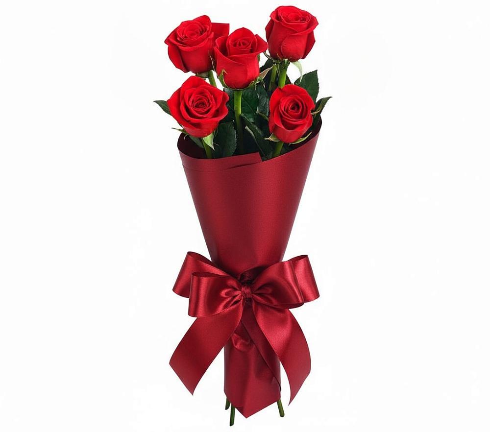 Букет 5 Красных роз Эдлесс Лав в Хабезе