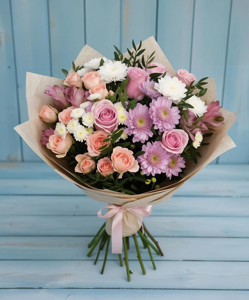 Букет цветов из: Хризантемы, Розы и Альстромерии в Хабезе