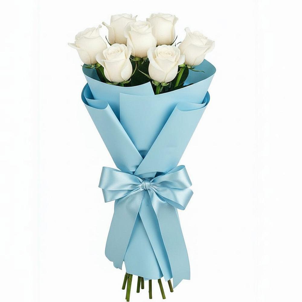 Букет 7 белых роз Проуд в Хабезе