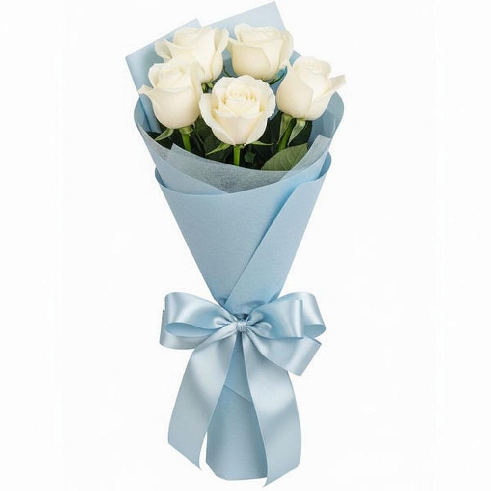 Букет 5 Белых роз Проуд в Хабезе
