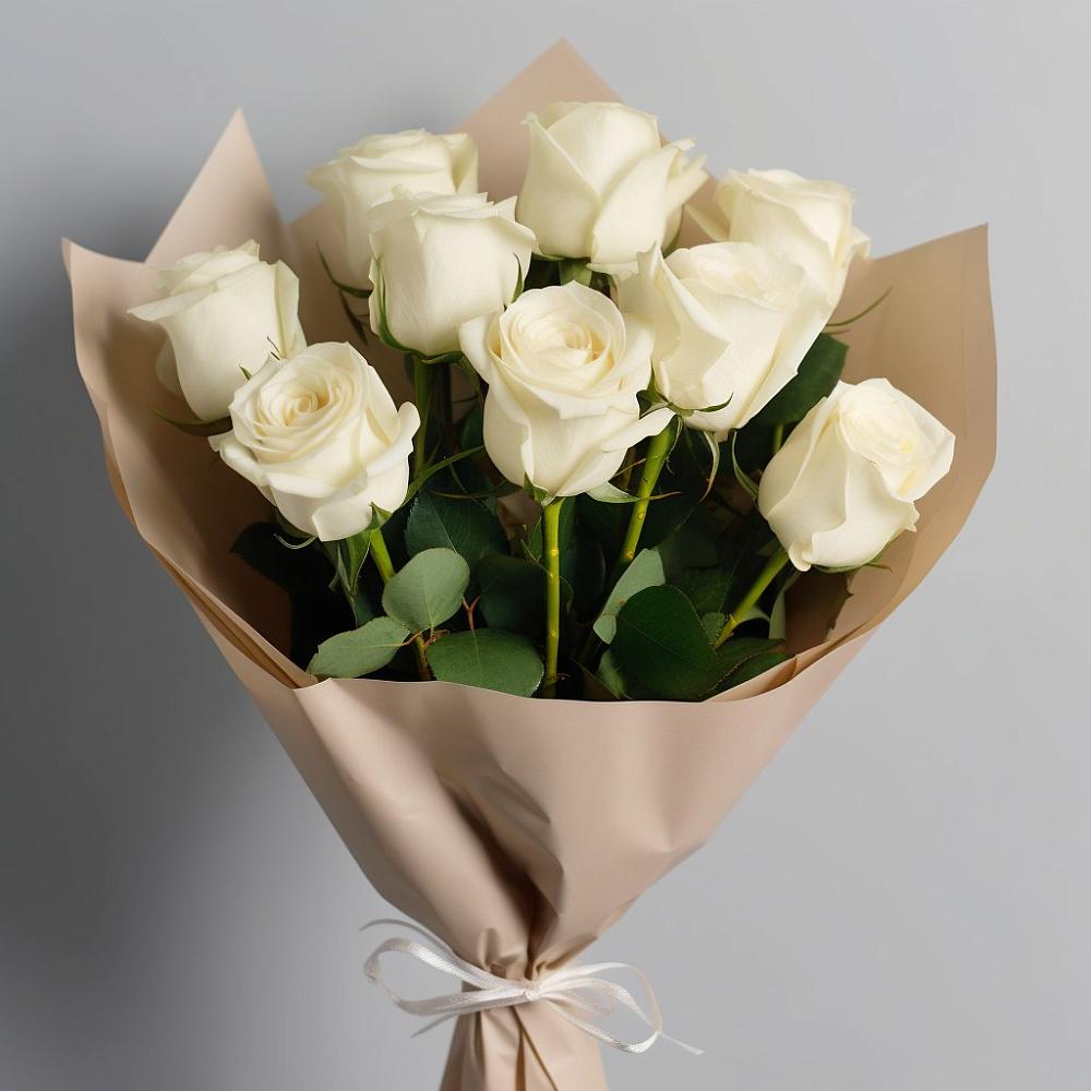 Букет 9 Белых роз Эдлесс Лав в Хабезе