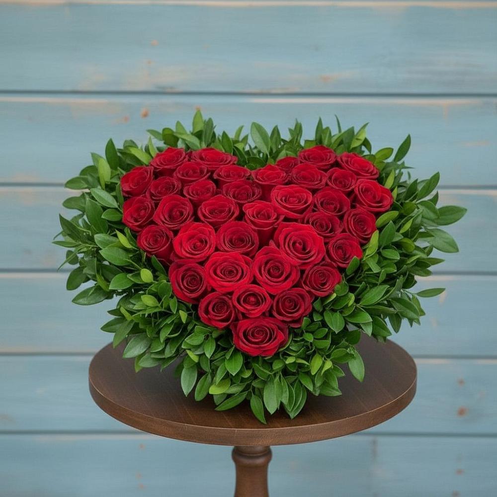 Цветочная композиция из Розы в виде сердца в Хабезе