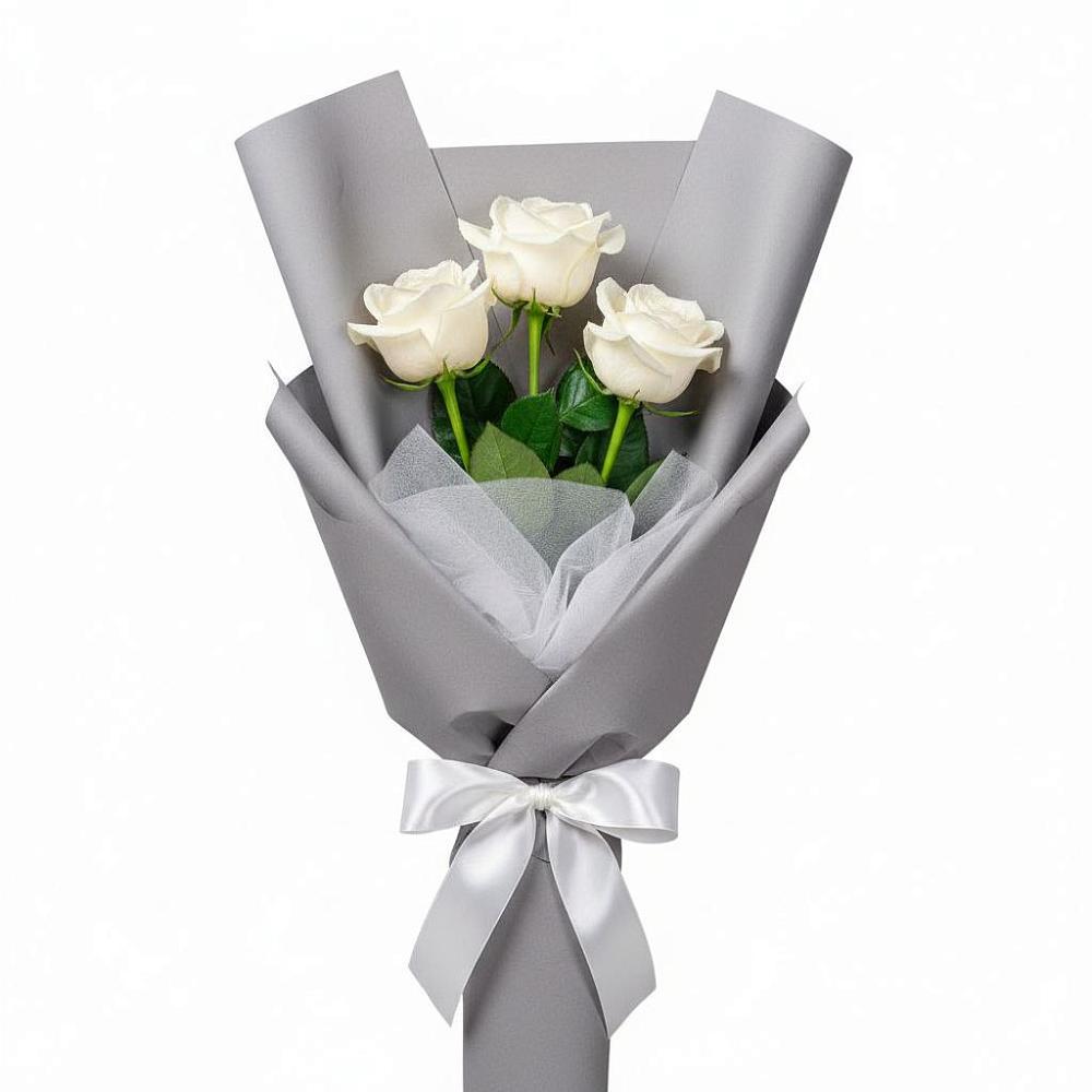 Букет 3 белые розы в Хабезе