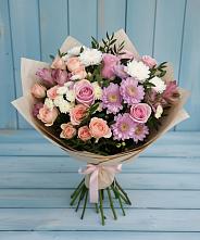 Букет цветов из:  Хризантемы, Розы и Альстромерии #REPLACE_PRED# Хабезе