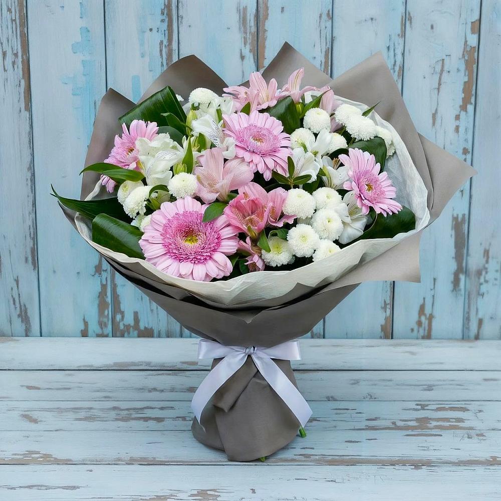 Букет цветов из: Герберы, Альстромерии и Хризантемы в Хабезе