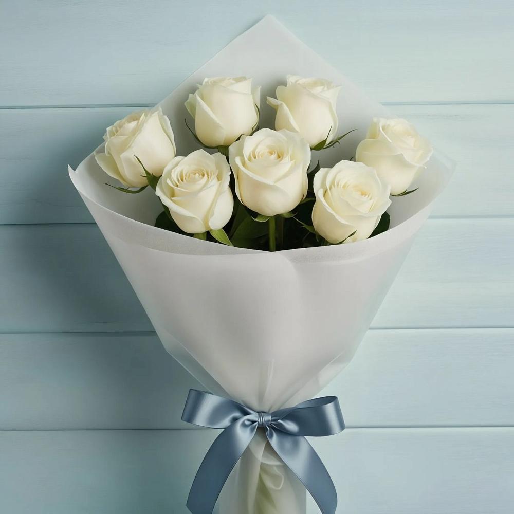 Букет 7 Белых роз Эдлесс Лав в Хабезе