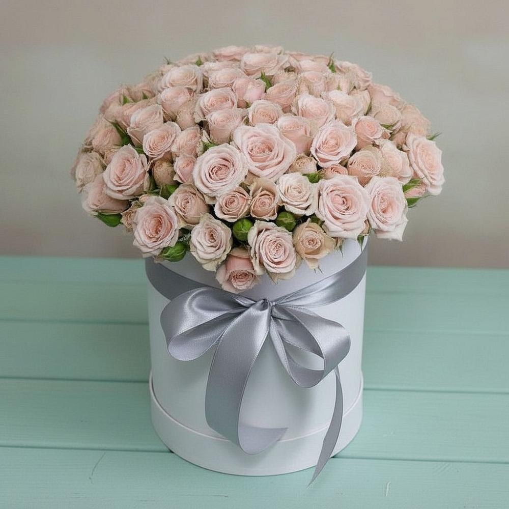 Цветочная композиция из Розы в шляпной коробке в Хабезе